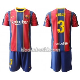 FC Barcelona Gerard Pique 3 Barn Hjemmedraktsett 2020-2021 Kortermet (+ Korte bukser)